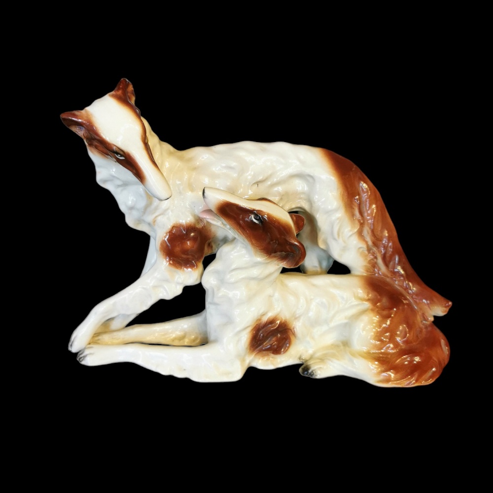 Sitzendolf Porcelain Dogs. German Vintage