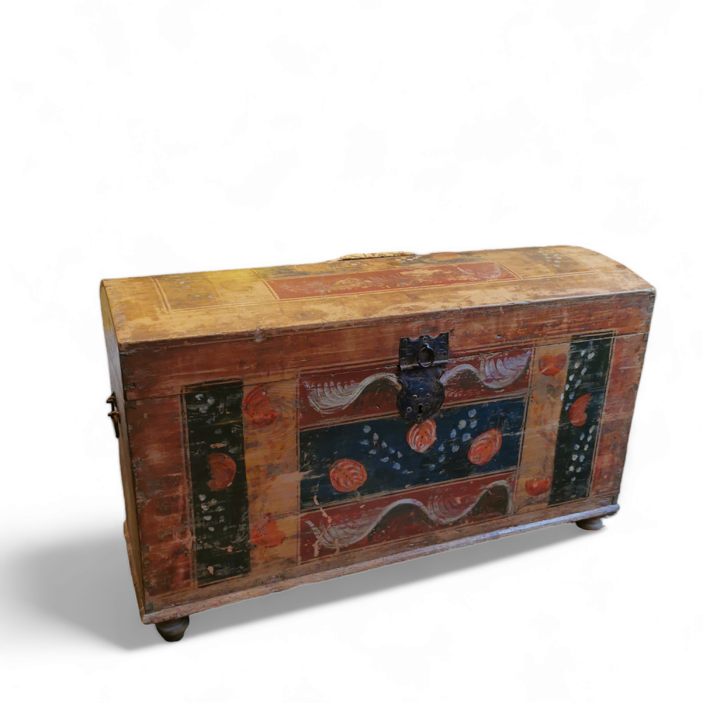 Bohemian Storage trunk, Folk Art, handpainted. C.1900