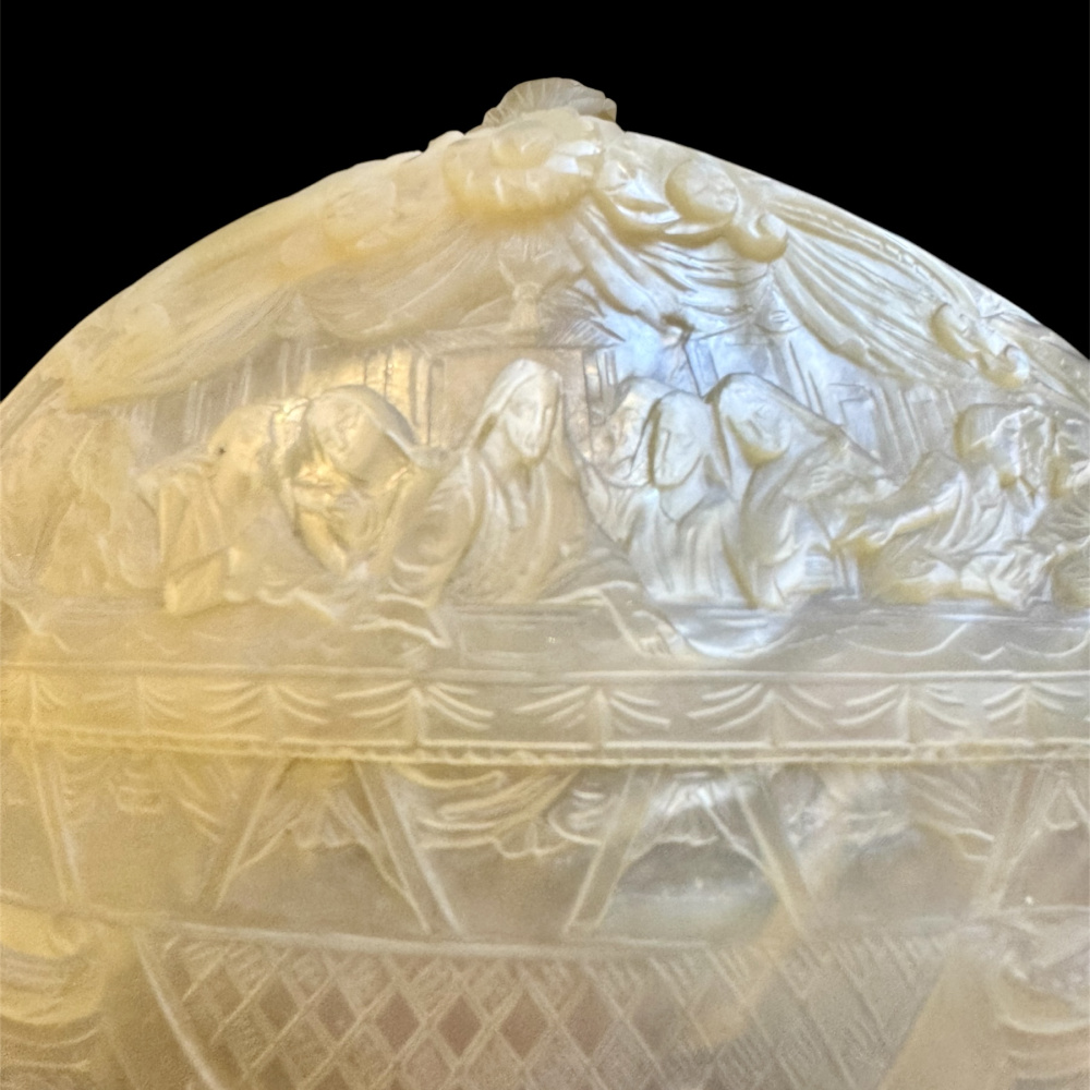 Carved Mother of Pearl Shell on stand