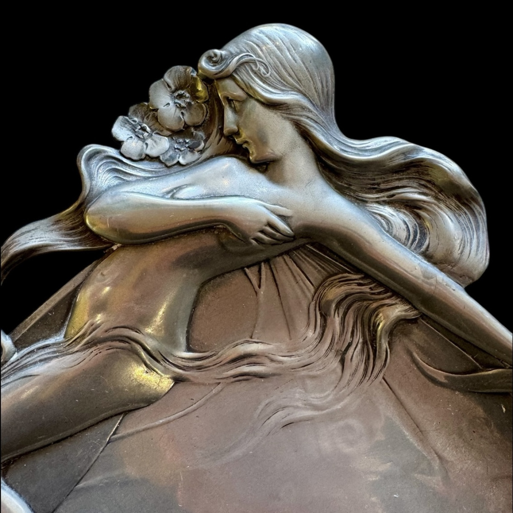 Large WMF calling card dish, Art Nouveau 