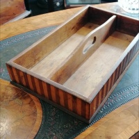 Scottish treen cutlery tray, very rare, banded c.1890 thumbnail