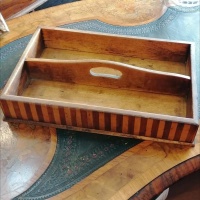 Scottish treen cutlery tray, very rare, banded c.1890 thumbnail