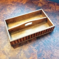 Scottish treen cutlery tray, very rare, banded c.1890 thumbnail