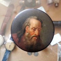 Antique Georgian Snuff box with painted lid thumbnail