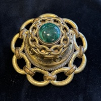 Victorian Malachite & Ormolu Inkwell, c. 1870 thumbnail
