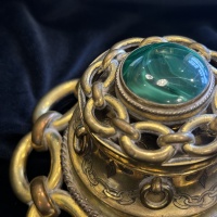 Victorian Malachite & Ormolu Inkwell, c. 1870 thumbnail