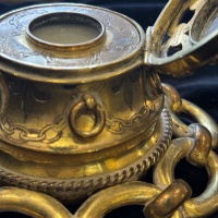 Victorian Malachite & Ormolu Inkwell, c. 1870 thumbnail
