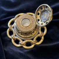 Victorian Malachite & Ormolu Inkwell, c. 1870 thumbnail