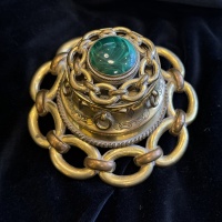 Victorian Malachite & Ormolu Inkwell, c. 1870 thumbnail