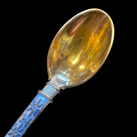 Norwegian Silver and Enamel spoon by Jacob Tostrup thumbnail