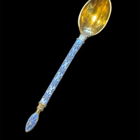 Norwegian Silver and Enamel spoon by Jacob Tostrup thumbnail