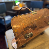 Copper Log basket with hinged handle thumbnail