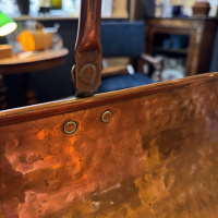 Copper Log basket with hinged handle thumbnail