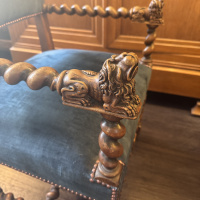 Stunning walnut armchairs in the Chinoisery style thumbnail