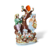 Staffordshire Flat back spill vase with Goat. C.1900 thumbnail