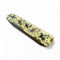Persian inlaid pen box depicting hunting scenes thumbnail