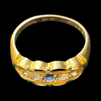 18ct Gold Cornflower Sapphire and Diamond ring, size L thumbnail