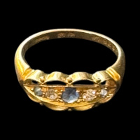 18ct Gold Cornflower Sapphire and Diamond ring, size L thumbnail