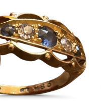 18ct Gold Cornflower Sapphire and Diamond ring, size L thumbnail