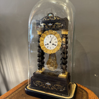 French clock in large antique glass dome, circa 1900 thumbnail