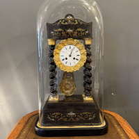 French clock in large antique glass dome, circa 1900 thumbnail