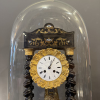 French clock in large antique glass dome, circa 1900 thumbnail