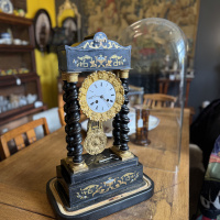 French clock in large antique glass dome, circa 1900 thumbnail