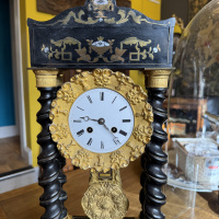 French clock in large antique glass dome, circa 1900 thumbnail