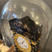 French clock in large antique glass dome, circa 1900 thumbnail