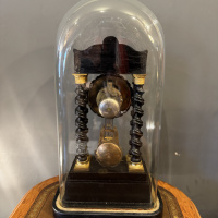 French clock in large antique glass dome, circa 1900 thumbnail