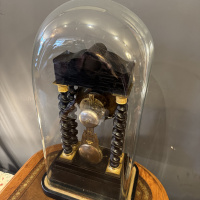 French clock in large antique glass dome, circa 1900 thumbnail