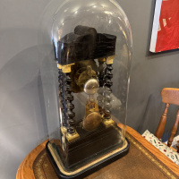 French clock in large antique glass dome, circa 1900 thumbnail