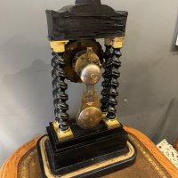 French clock in large antique glass dome, circa 1900 thumbnail