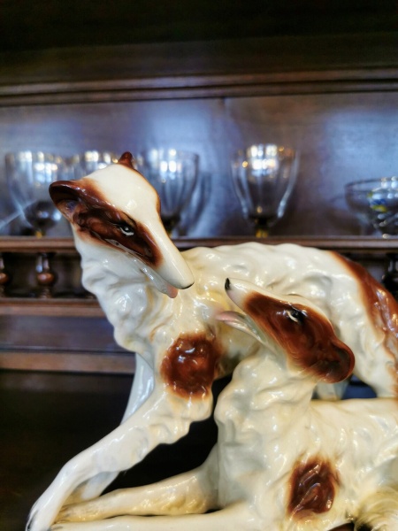 Sitzendolf Porcelain Dogs. German Vintage