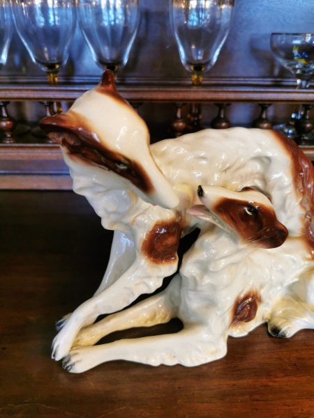 Sitzendolf Porcelain Dogs. German Vintage