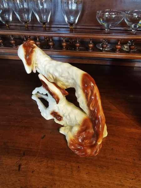 Sitzendolf Porcelain Dogs. German Vintage
