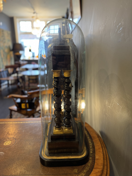 French clock in large antique glass dome, circa 1900