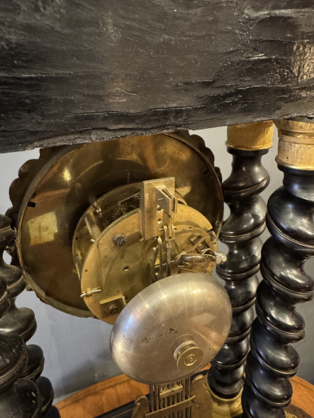 French clock in large antique glass dome, circa 1900