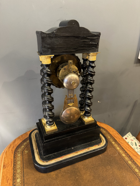 French clock in large antique glass dome, circa 1900